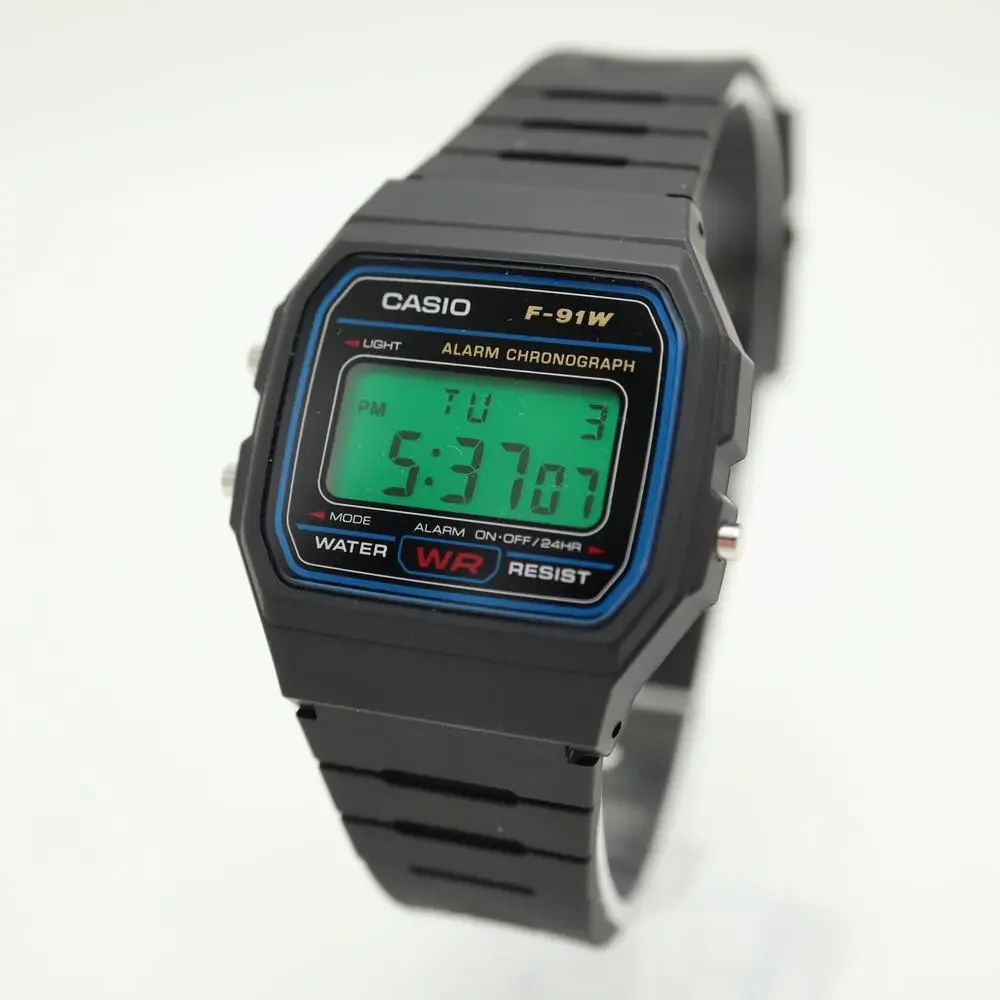 Casio F-91W Custom Mod UPGRADED BACKLIGHT Color Screen Green Digital Watch